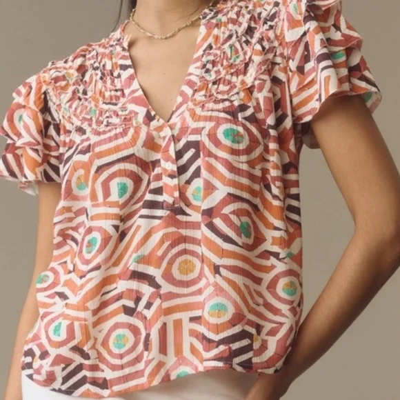 Maeve Ruffle Yoke Blouse (L) - Picture 1 of 8